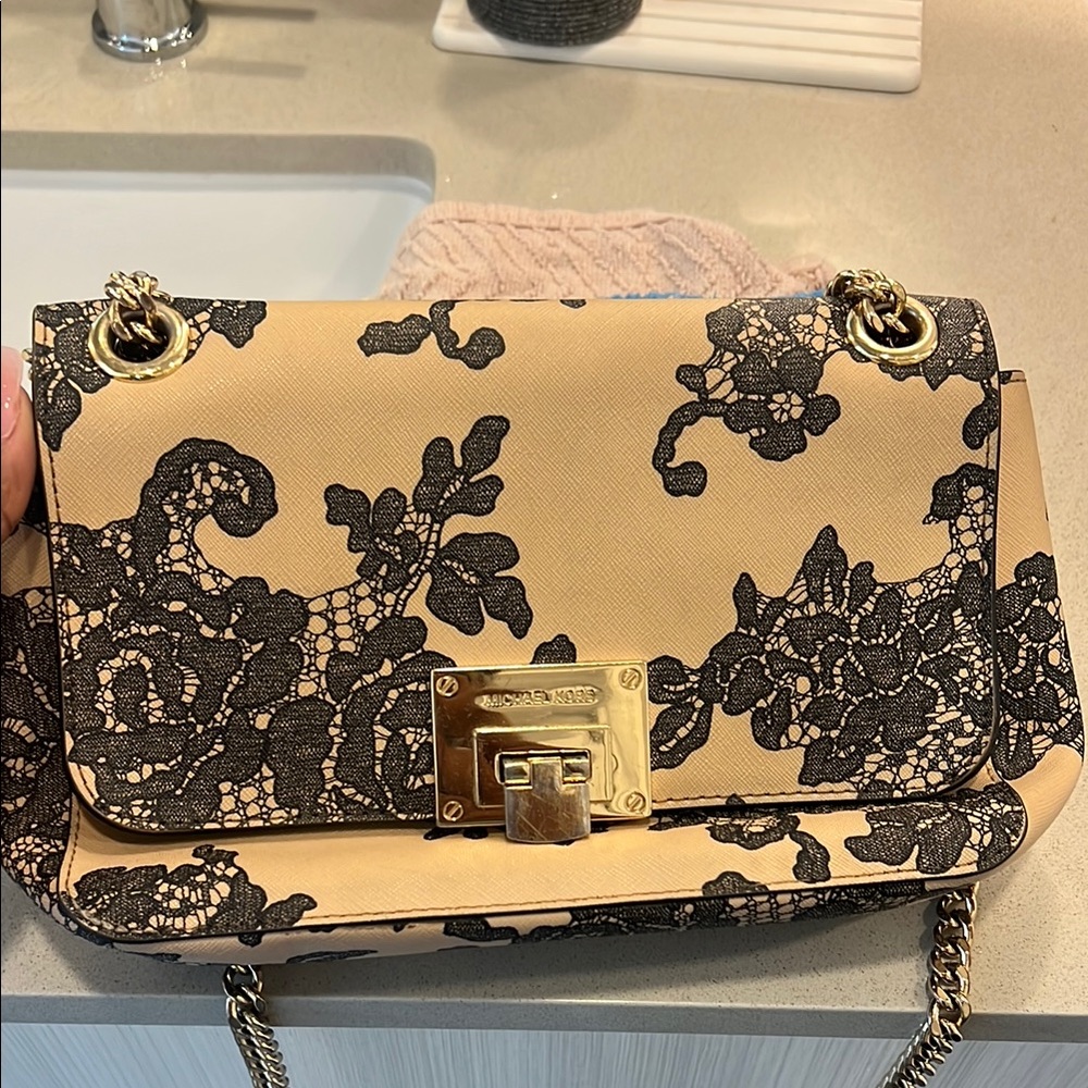 Elegant Black and Tan Lace Women's Bag